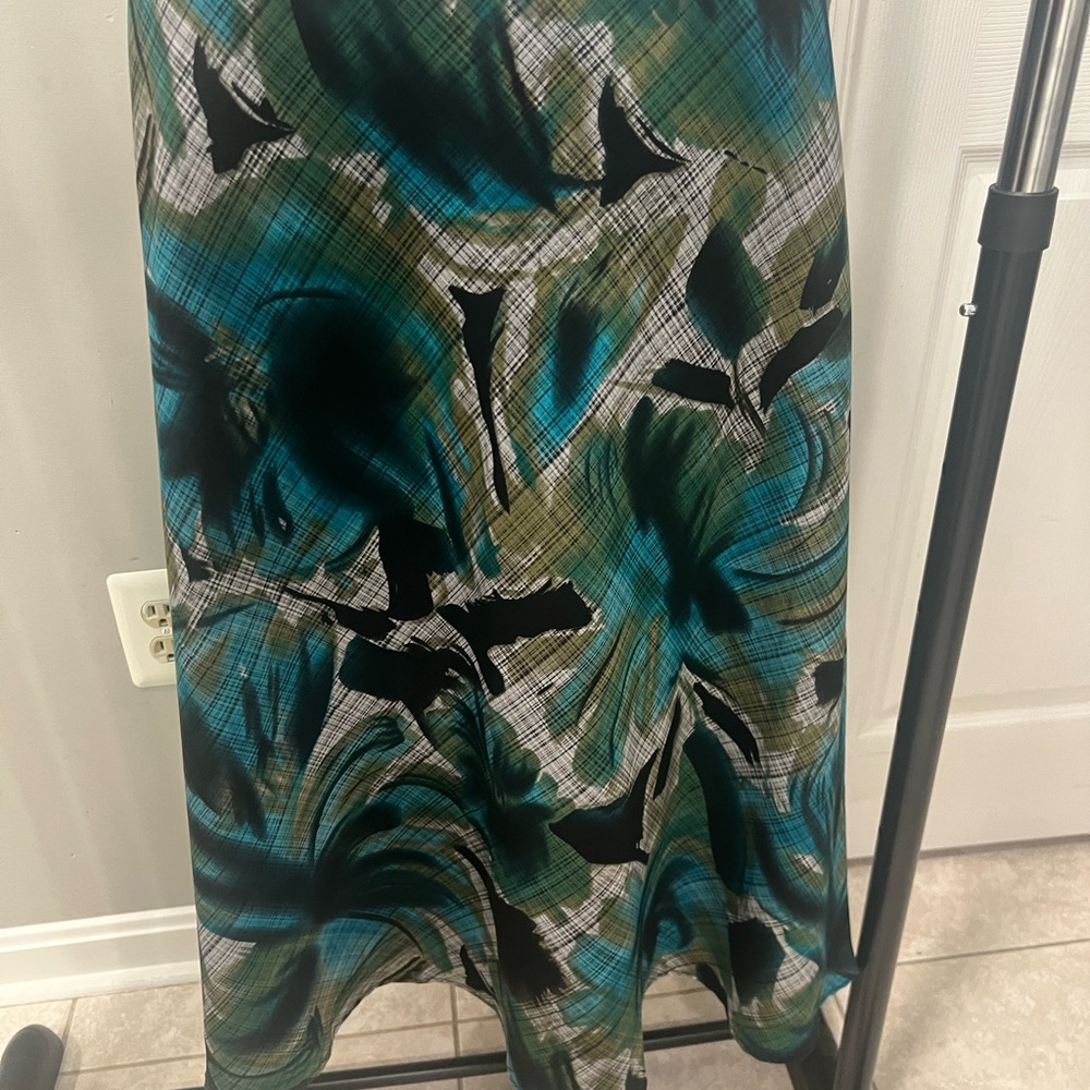Floral A-Line Skirt - Green and Black